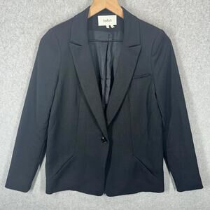 ba & sh Bash Womens XS Black Blazer Textured One Button Fits Larger EUC